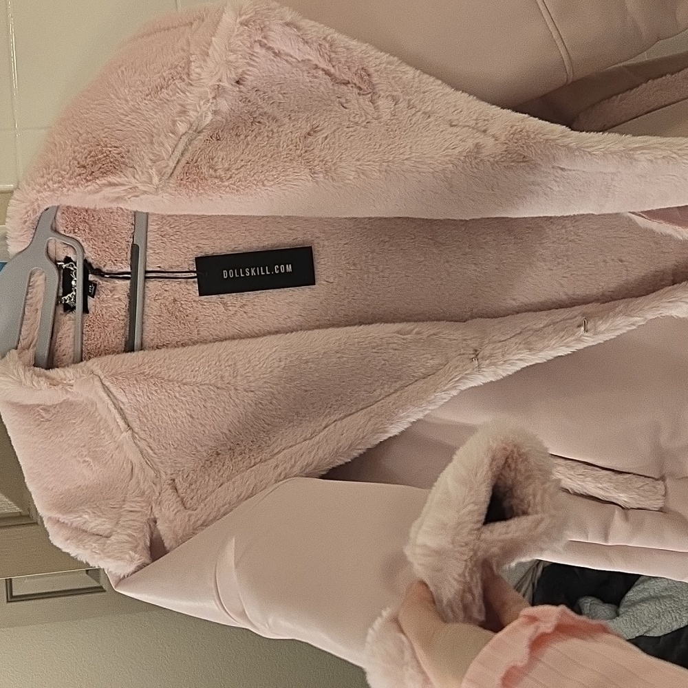 Women's Pink Faux Fur Lined Jacket
